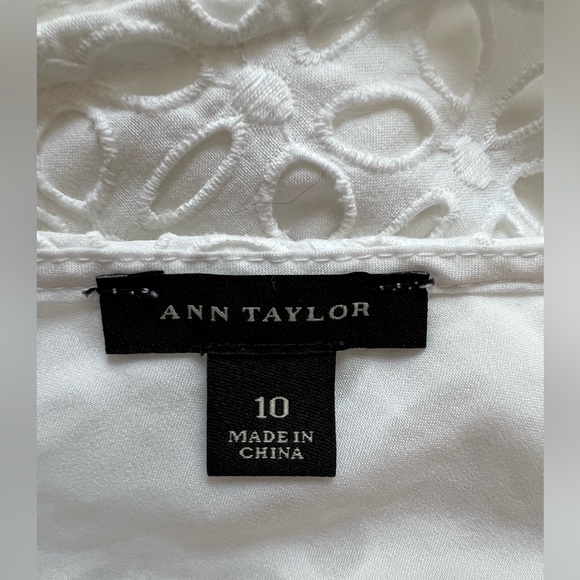 ANN TAYLOR. Used eyelet sleeveless top with ruffle bottom. - Picture 4 of 4